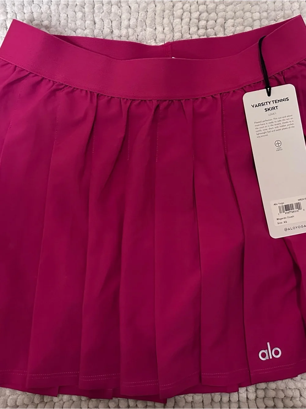 ALO Yoga Varsity Pleated Tennis Skirt - Magenta NWT XS